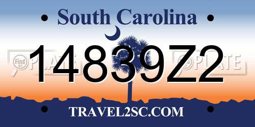 14839Z2 South Carolina License Plate