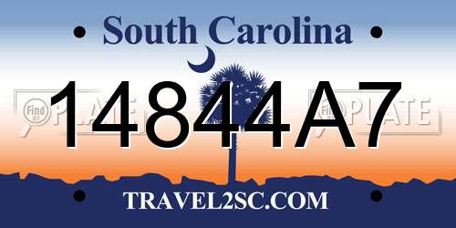 14844A7 South Carolina License Plate