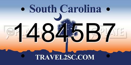 14845B7 South Carolina License Plate
