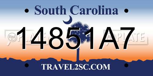 14851A7 South Carolina License Plate