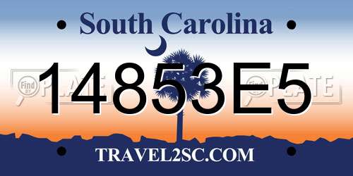 14853E5 South Carolina License Plate