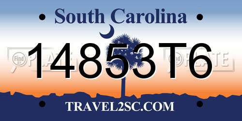 14853T6 South Carolina License Plate