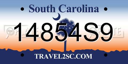 14854S9 South Carolina License Plate