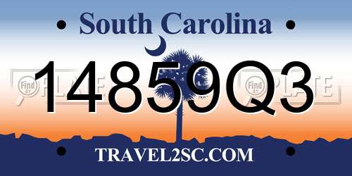 14859Q3 South Carolina License Plate