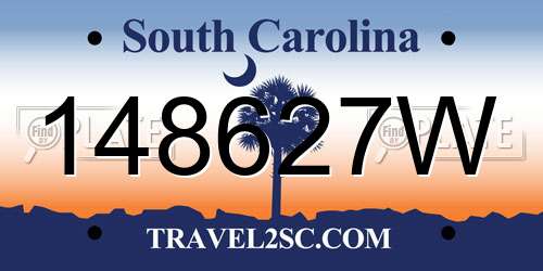 148627W South Carolina License Plate