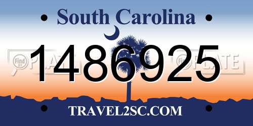 1486925 South Carolina License Plate