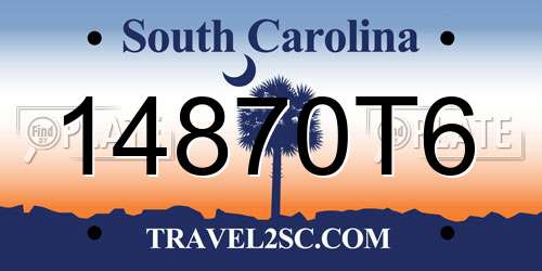 14870T6 South Carolina License Plate