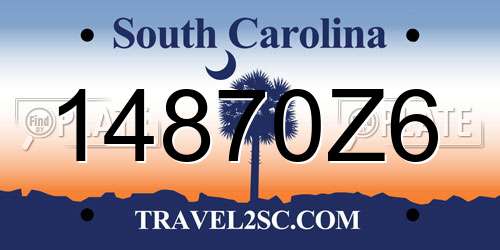 14870Z6 South Carolina License Plate