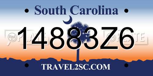 14883Z6 South Carolina License Plate