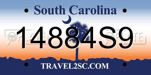 14884S9 South Carolina License Plate