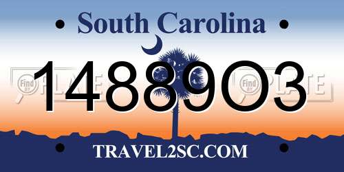 14889O3 South Carolina License Plate