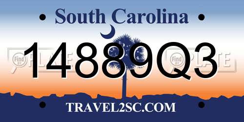 14889Q3 South Carolina License Plate