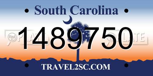1489750 South Carolina License Plate