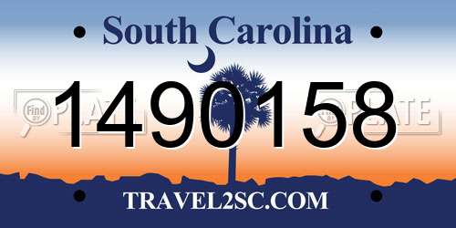 1490158 South Carolina License Plate