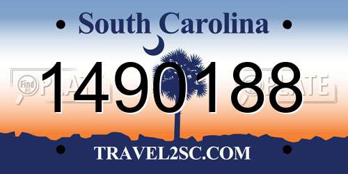 1490188 South Carolina License Plate