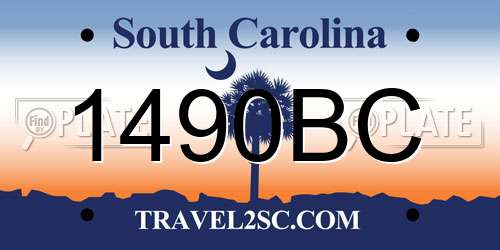 1490BC South Carolina License Plate