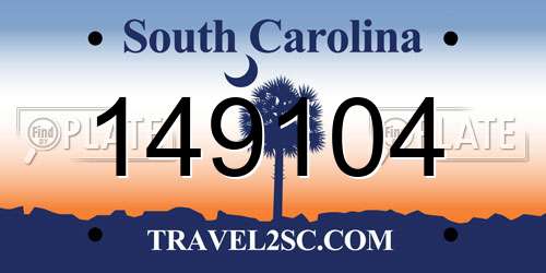 149104 South Carolina License Plate