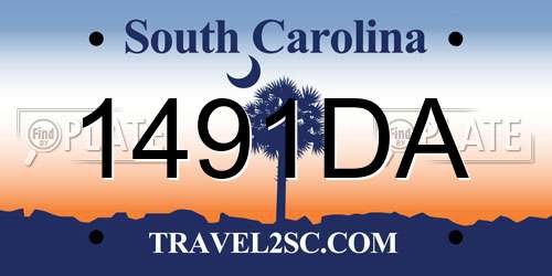 1491DA South Carolina License Plate