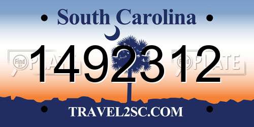 1492312 South Carolina License Plate