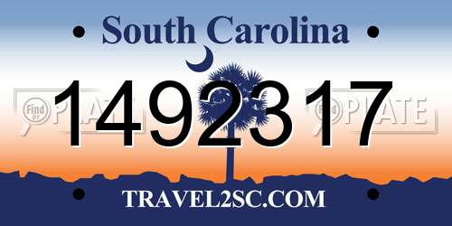 1492317 South Carolina License Plate