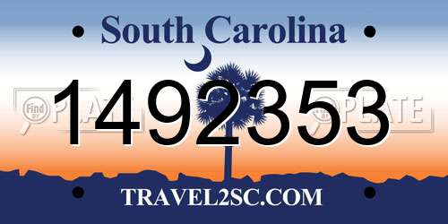 1492353 South Carolina License Plate