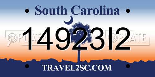 14923I2 South Carolina License Plate