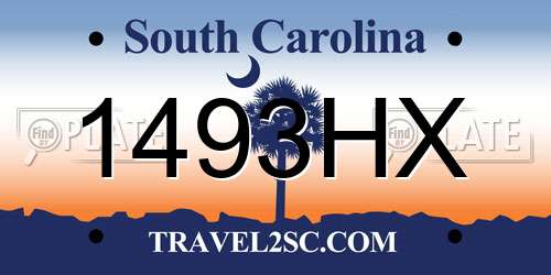 1493HX South Carolina License Plate