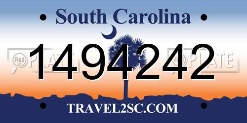 1494242 South Carolina License Plate