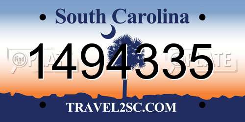 1494335 South Carolina License Plate
