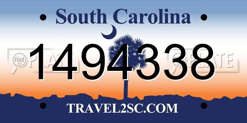 1494338 South Carolina License Plate