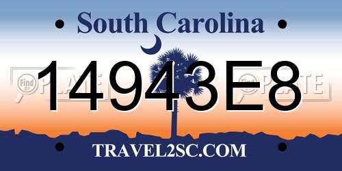 14943E8 South Carolina License Plate