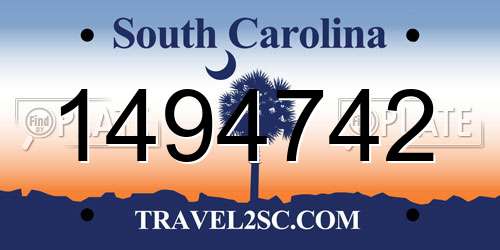 1494742 South Carolina License Plate