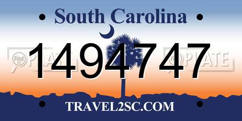 1494747 South Carolina License Plate
