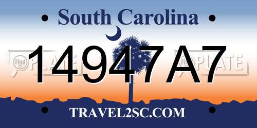 14947A7 South Carolina License Plate