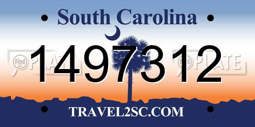 1497312 South Carolina License Plate