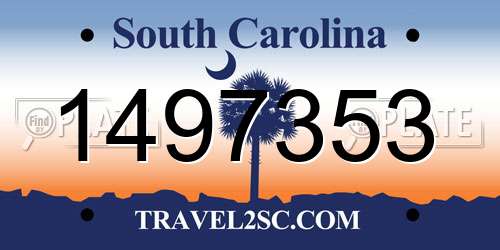1497353 South Carolina License Plate