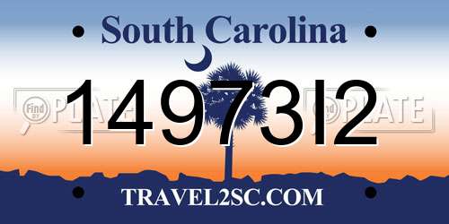 14973I2 South Carolina License Plate