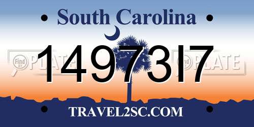 14973I7 South Carolina License Plate