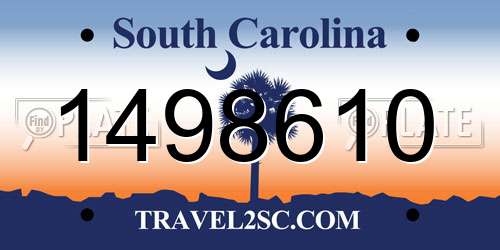 1498610 South Carolina License Plate