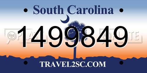 1499849 South Carolina License Plate
