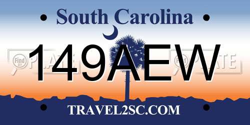 149AEW South Carolina License Plate