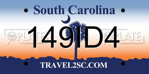 149ID4 South Carolina License Plate