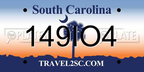 149IO4 South Carolina License Plate