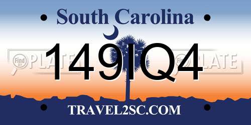 149IQ4 South Carolina License Plate