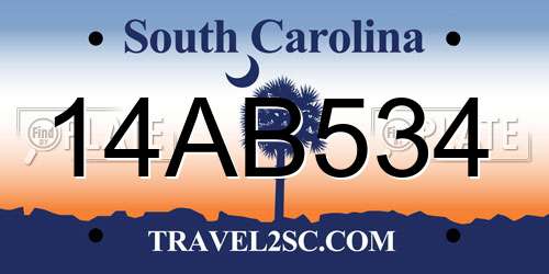 14AB534 South Carolina License Plate