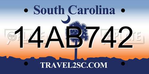 14AB742 South Carolina License Plate