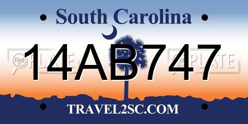 14AB747 South Carolina License Plate