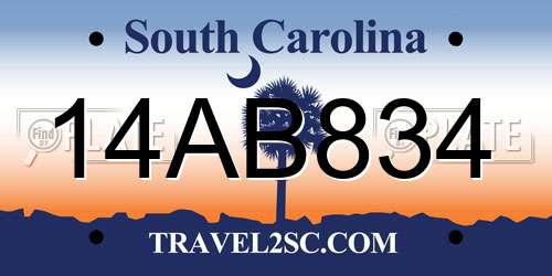 14AB834 South Carolina License Plate