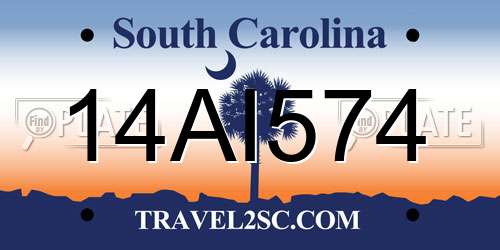 14AI574 South Carolina License Plate
