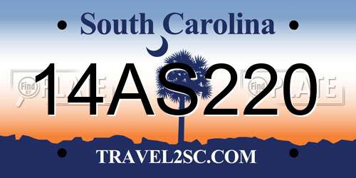 14AS220 South Carolina License Plate